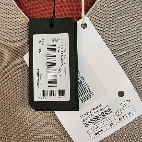 NWT Giorgi Armani Taupe Midi Dressin TAUPE/CREAM STUNNING - Picture 7 of 8